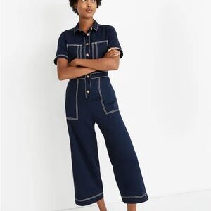 Madewell Dark Blue Jumpsuit with Contrast Stitching